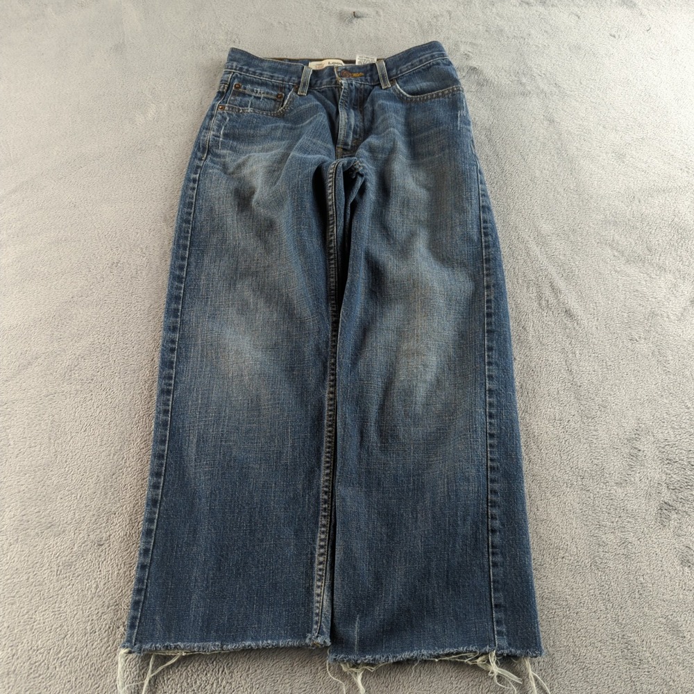 Levis 569 Jeans Boys 14 (W24 L25) Blue Faded Loose Straight Raw Hem Denim Skater